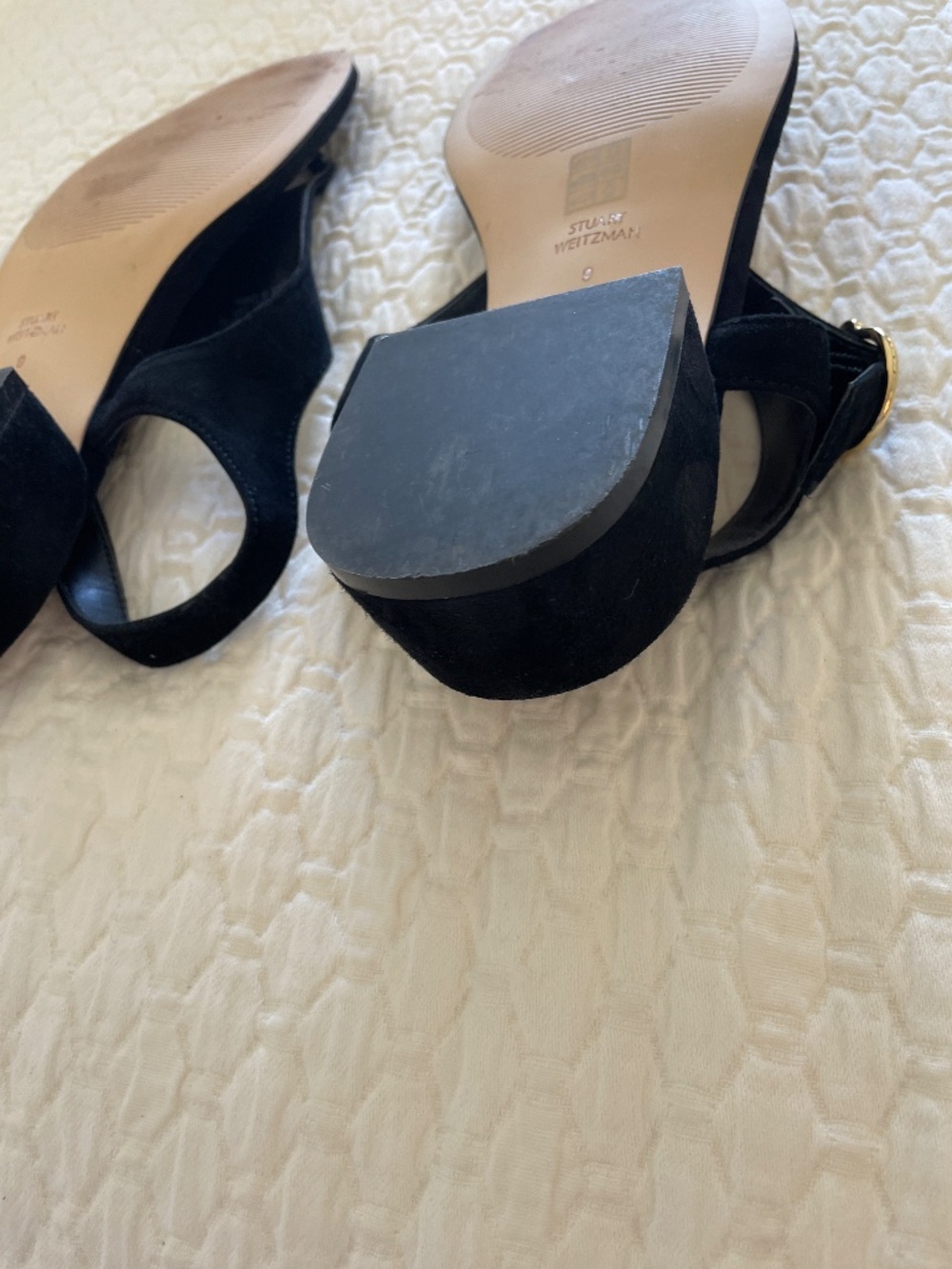 Stuart Weitzman Black Suede Sandals - Picture 7 of 8
